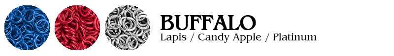 Buffalo Football Jump Rings : Lapis / Candy Apple / Platinum