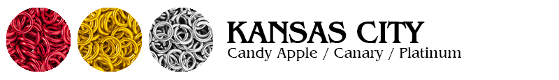 Kansas City Football Jump Rings : Candy Apple / Canary / Platinum